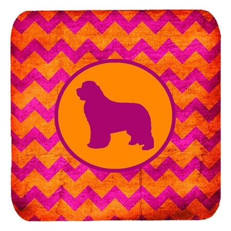 Carolines Treasures Newfoundland Chevron Pink And Orange Foam Coasters- Set of 4 SDK1089-B-FC